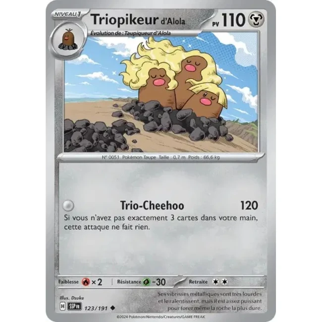 Carte Pokémon Triopikeur d'Alola 123/191 - EV8 Étincelles Déferlantes