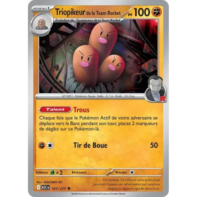 Carte Pokémon Triopikeur de la Team Rocket 101/217 - ME02.5 Héros Transcendants