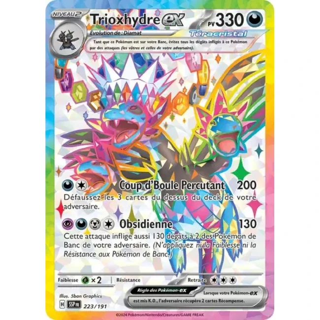 Carte Pokémon Trioxhydre ex 223/191 - EV8 Étincelles Déferlantes