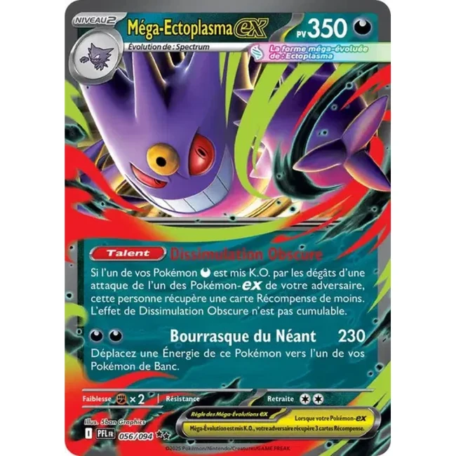 Carte Pokémon Méga-Ectoplasma ex 56/94 - ME02 Flammes Fantasmagoriques