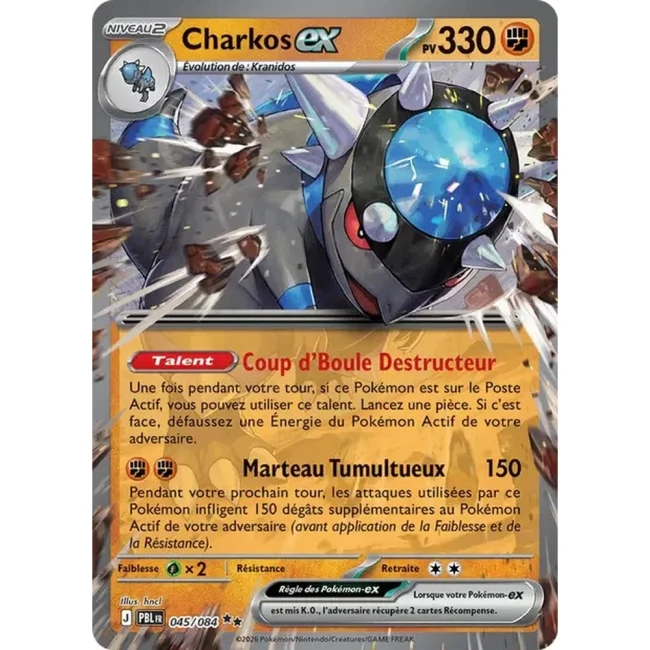 Carte Pokémon Charkos ex 45/084 - ME05 Nuit Noire