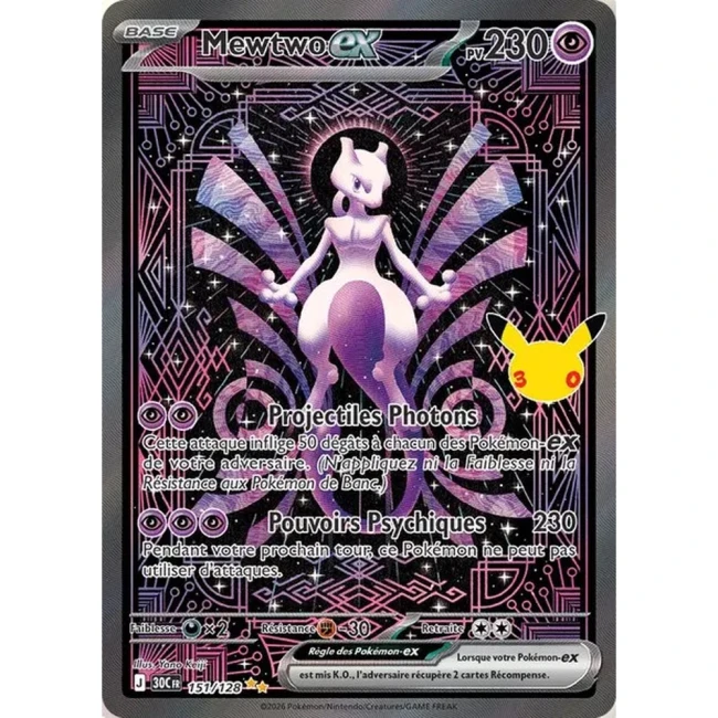 Carte Pokémon Mewtwo ex 151/128 – 30e Anniversaire FR