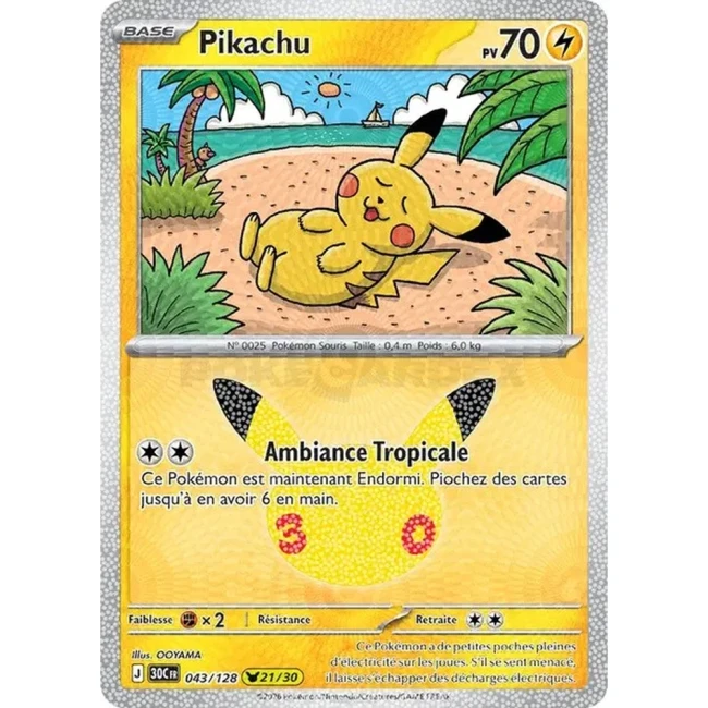 Carte Pokémon Pikachu 043/128 – 30e Anniversaire FR