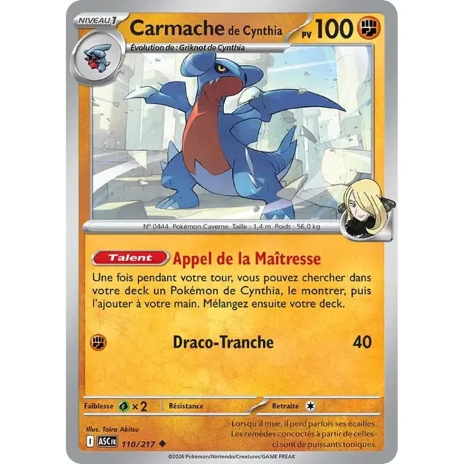 Carte Pokémon Carmache de Cynthia 110/217 - ME02.5 Héros Transcendants