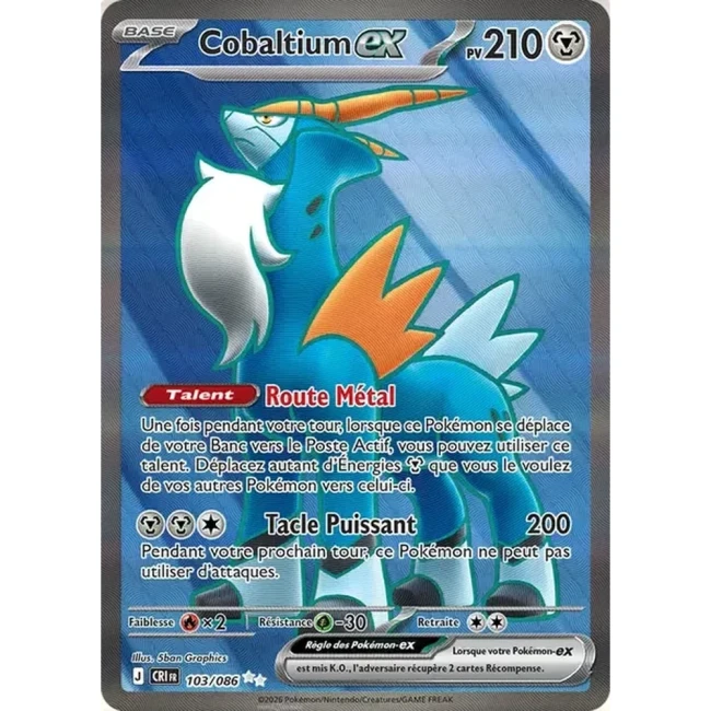 Carte Pokémon Cobaltium ex 103/086 - ME04 Chaos Ascendant