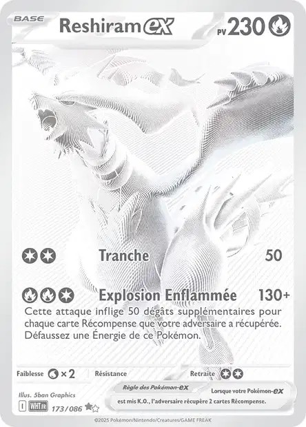 Carte Pokémon Reshiram ex 173/86 - EV10.5 Flamme Blanche