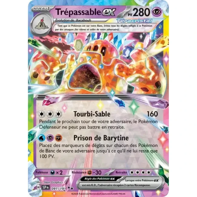 Carte Pokémon Trépassable ex 91/191 - EV8 Étincelles Déferlantes