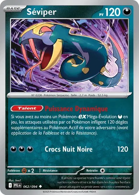Carte Pokémon Séviper 62/94 - ME02 Flammes Fantasmagoriques