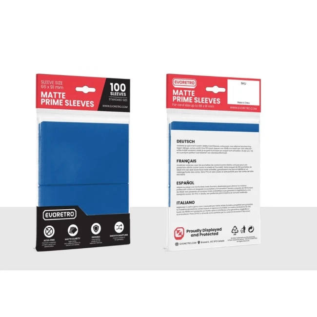 EVORETRO - 100 Pochettes/sleeves 66x91mm - Bleu petro mat