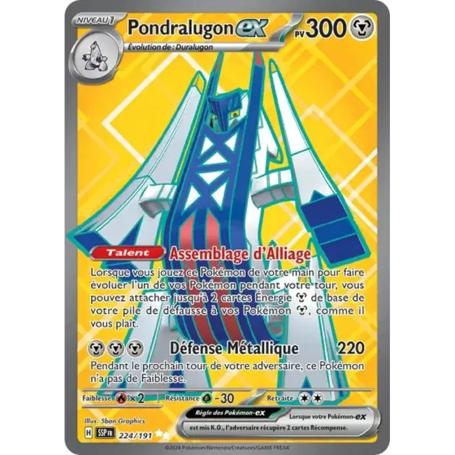 Carte Pokémon Pondralugon ex 224/191 - EV8 Étincelles Déferlantes