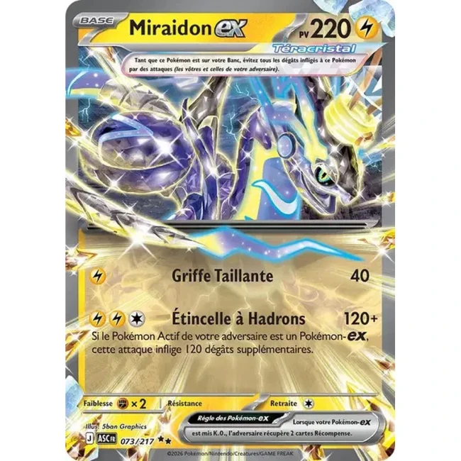 Carte Pokémon Miraidon ex 73/217 -  ME02.5  Héros Transcendants
