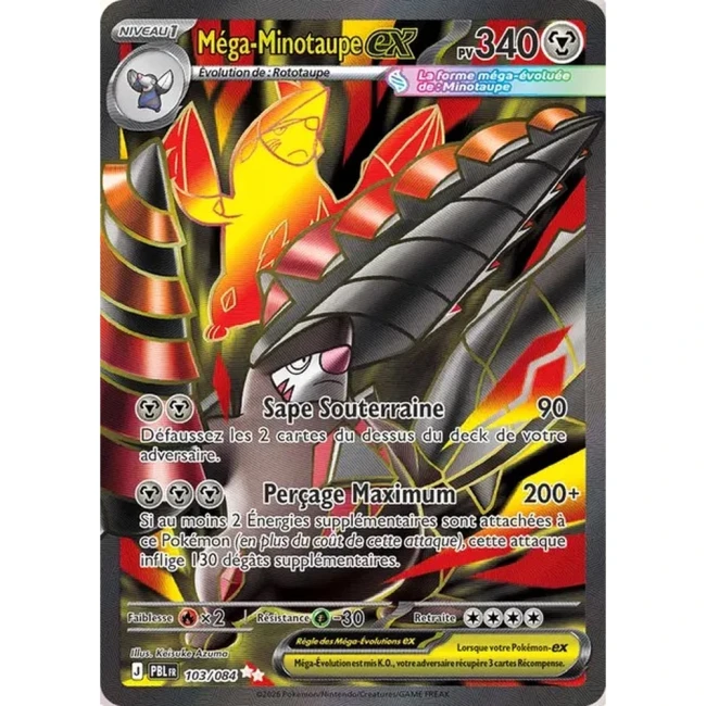 Carte Pokémon Méga-Minotaupe ex 103/084 - ME05 Nuit Noire