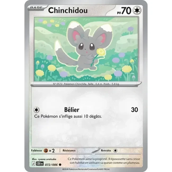 Carte Pokémon Chinchidou 72/086 - ME04 Chaos Ascendant