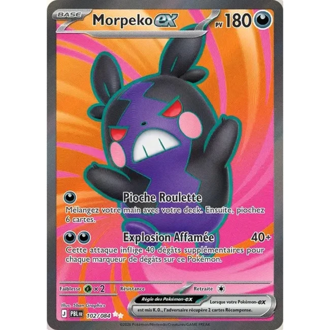 Carte Pokémon Morpeko ex 102/084 - ME05 Nuit Noire