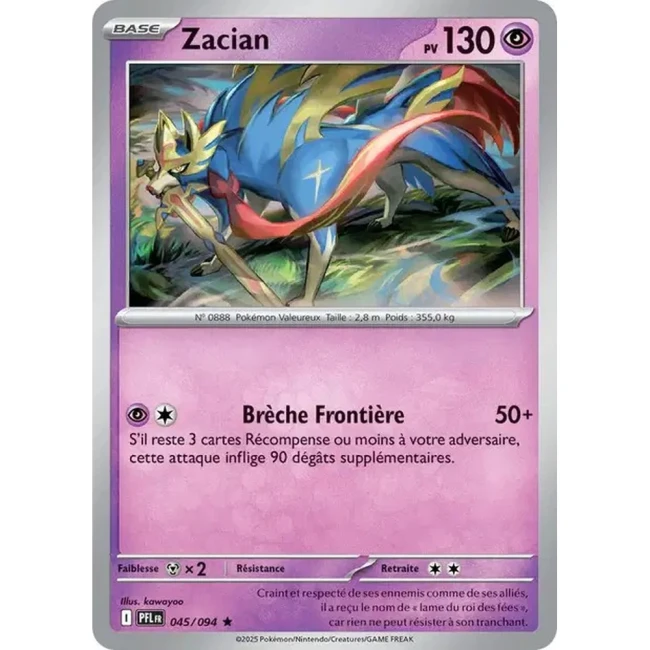 Carte Pokémon Zacian 45/94 - ME02 Flammes Fantasmagoriques