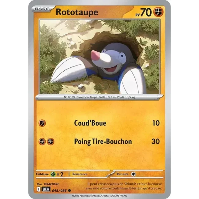 Carte Pokémon Rototaupe 45/86 - EV10.5 Foudre Noire