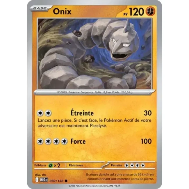 Carte Pokémon Onix 70/132 - ME1 Méga évolution