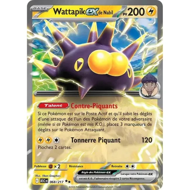 Carte Pokémon Wattapik ex de Nabil 68/217 -  ME02.5  Héros Transcendants