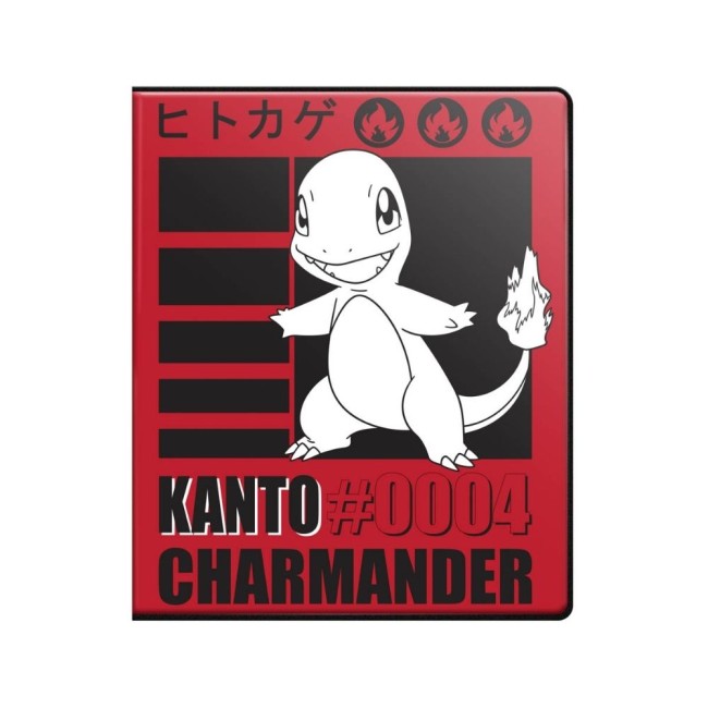 Portfolio Salamèche Ultra Pro rouge – vue frontale avec design Pokedex