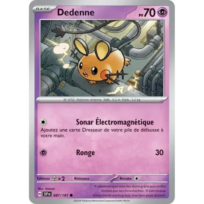 Carte Pokémon Dedenne 87/191 - EV8 Étincelles Déferlantes