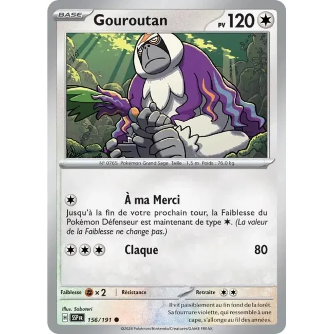Carte Pokémon Gouroutan 156/191 - EV8 Étincelles Déferlantes