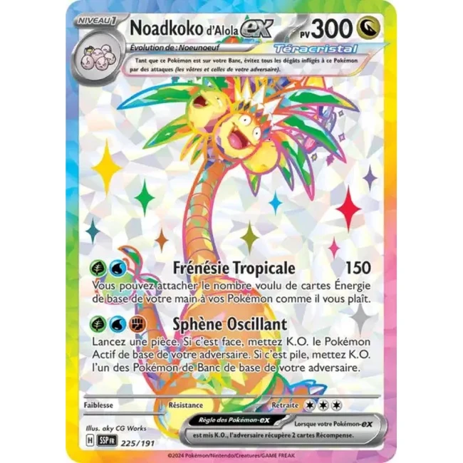 Carte Pokémon Noadkoko d'Alola ex 225/191 - EV8 Étincelles Déferlantes