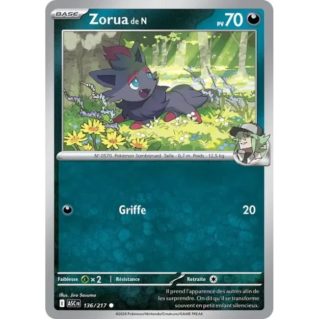 Carte Pokémon Zorua de N 136/217 - ME02.5 Héros Transcendants