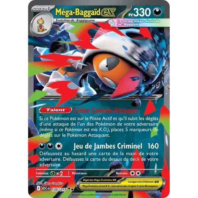 Carte Pokémon Méga-Baggaïd ex 135/217 -  ME02.5  Héros Transcendants
