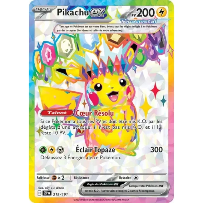 Carte Pokémon Pikachu ex 219/191 - EV8 Étincelles Déferlantes