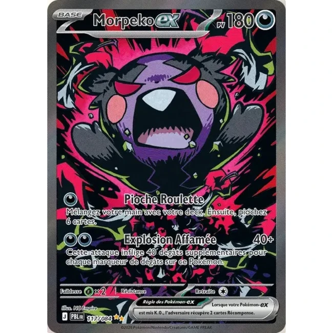 Carte Pokémon Morpeko ex 117/084 - ME05 Nuit Noire