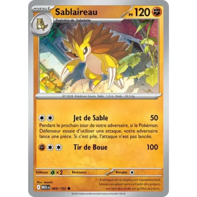 Carte Pokémon Sablaireau 69/132 - ME1 Méga évolution