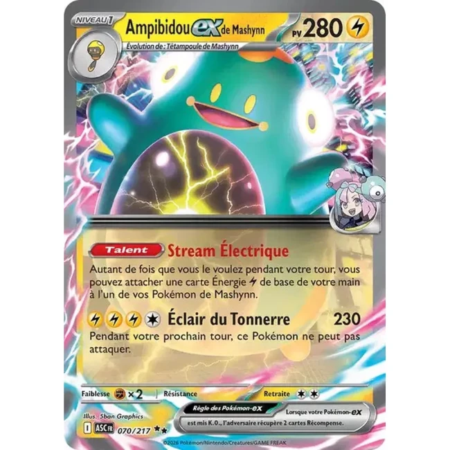 Carte Pokémon Ampibidou ex de Mashynn 70/217 -  ME02.5  Héros Transcendants