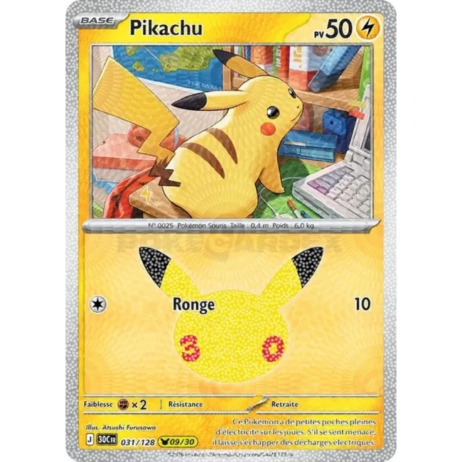 Carte Pokémon Pikachu 031/128 – 30e Anniversaire FR