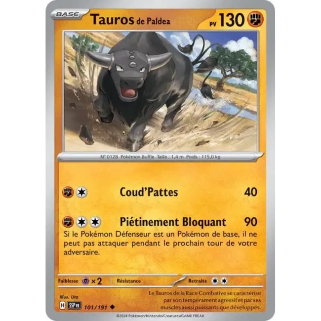 Carte Pokémon Tauros de Paldea 101/191 - EV8 Étincelles Déferlantes