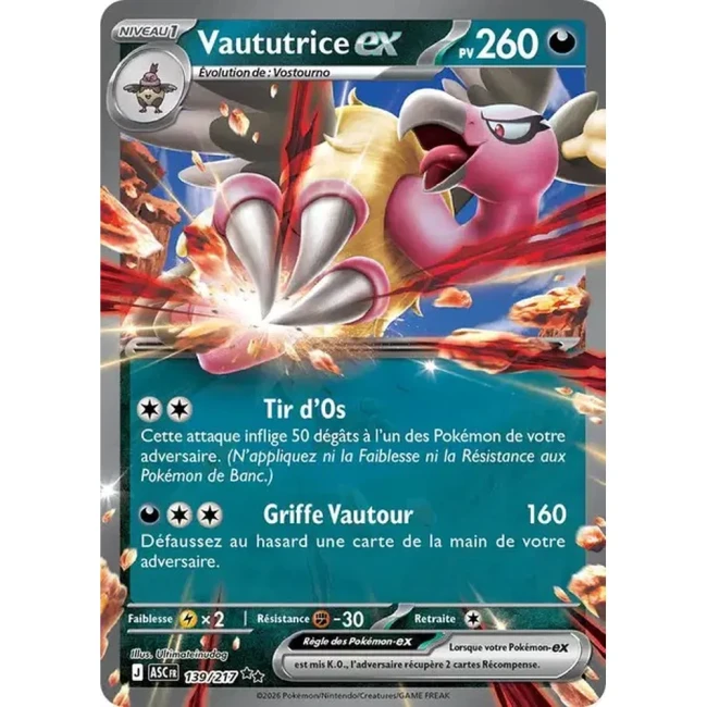Carte Pokémon Vaututrice ex 139/217 -  ME02.5  Héros Transcendants