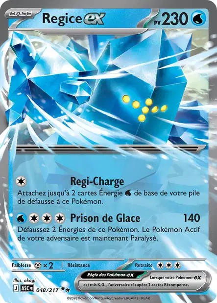 Carte Pokémon Regice ex 48/217 -  ME02.5  Héros Transcendants
