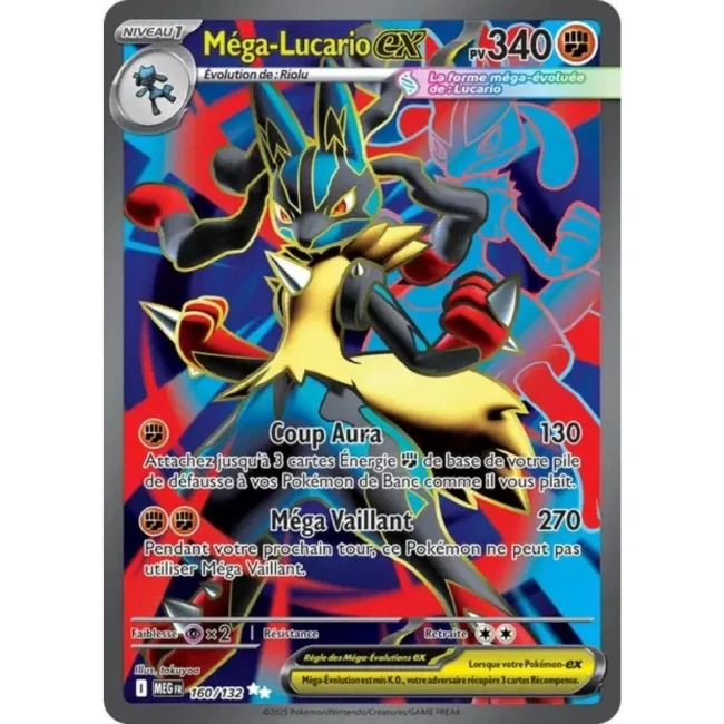 Carte Pokémon Méga-Lucario ex 160/132 - ME1 Méga évolution