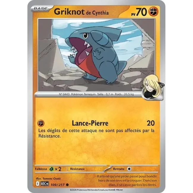 Carte Pokémon Griknot de Cynthia 109/217 - ME02.5 Héros Transcendants