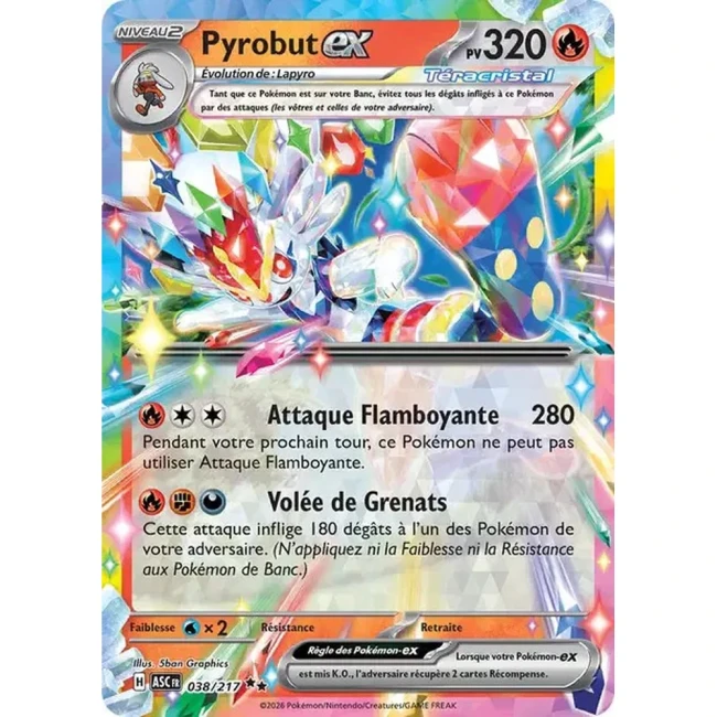 Carte Pokémon Pyrobut ex 38/217 -  ME02.5  Héros Transcendants