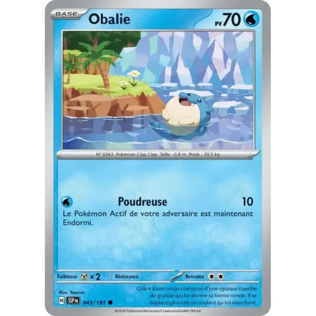 Carte Pokémon Obalie 43/191 - EV8 Étincelles Déferlantes