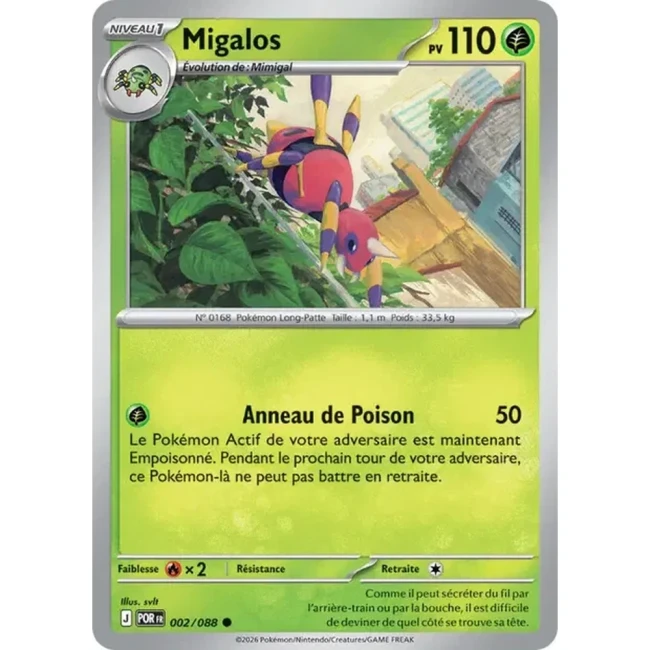 Carte Pokémon Migalos 002/088 - ME03 Equilibre Parfait