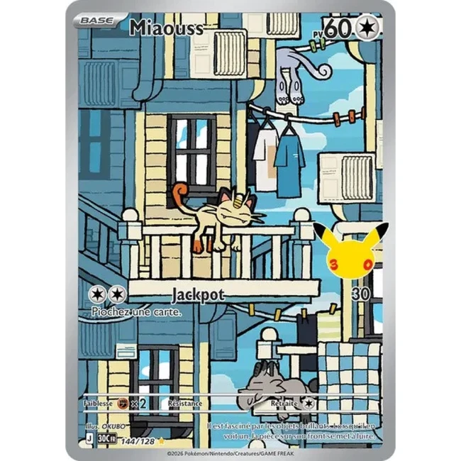 Carte Pokémon Miaouss 144/128 – 30e Anniversaire FR