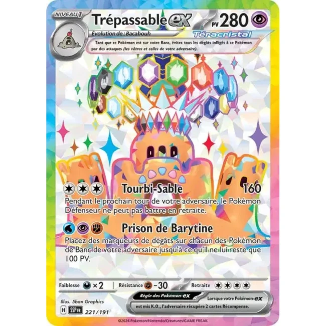 Carte Pokémon Trépassable ex 221/191 - EV8 Étincelles Déferlantes