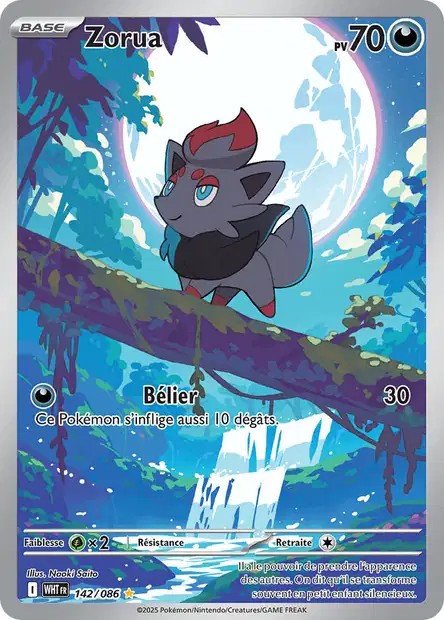 Carte Pokémon Zorua 142/86 - EV10.5 Flamme Blanche