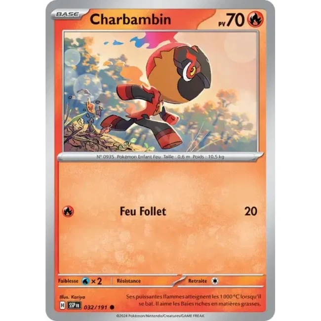 Carte Pokémon Charbambin 32/191 - EV8 Étincelles Déferlantes