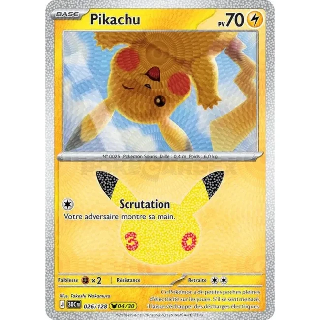 Carte Pokémon Pikachu 026/128 – 30e Anniversaire FR