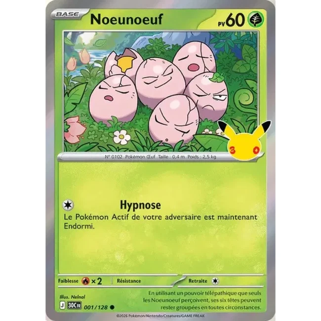 Carte Pokémon Noeunoeuf 001/128 – 30e Anniversaire FR