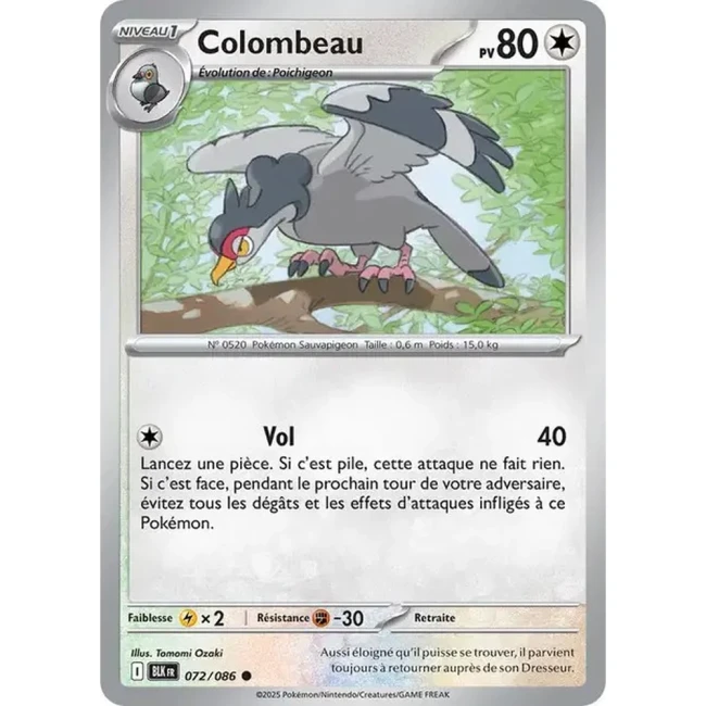 Carte Pokémon Colombeau 72/86 - EV10.5 Foudre Noire