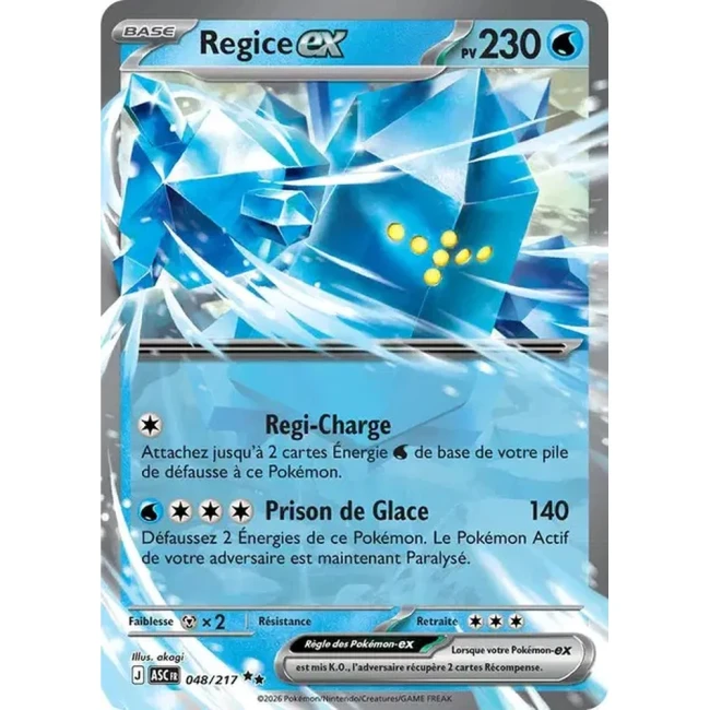 Carte Pokémon Regice ex 48/217 -  ME02.5  Héros Transcendants