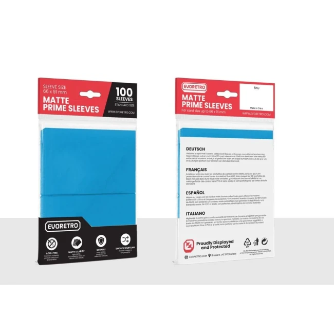 EVORETRO - 100 Pochettes/sleeves 66x91mm - Bleu clair mat